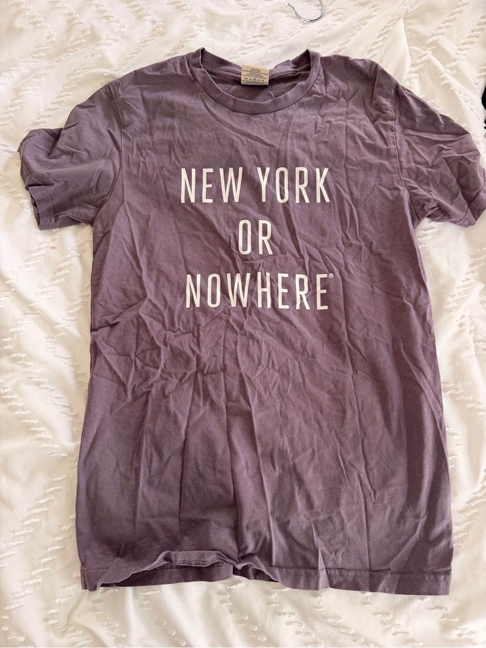NYC Purple 'New York or Nowhere' Graphic Short Sleeve Tee